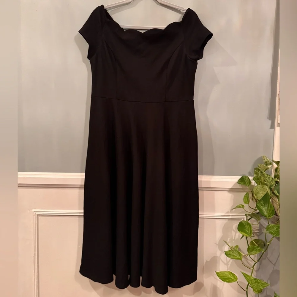 Modcloth Elegant Black Off-Shoulder A-line Dress - Picture 2 of 6